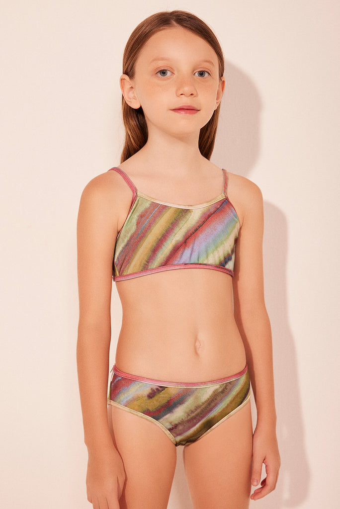 striped fluor with ties kids bikini t-shirt b275i2516 - Product item main image