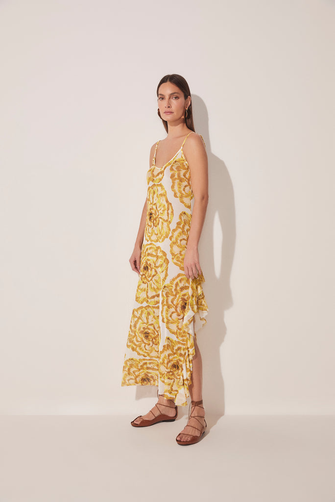 Carnation Ruffled Strappy Long Dress E4034A1677