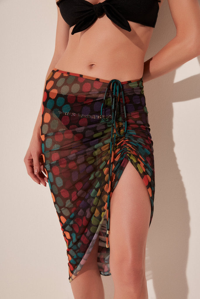 Dots Draped Midi Skirt E4267A1944