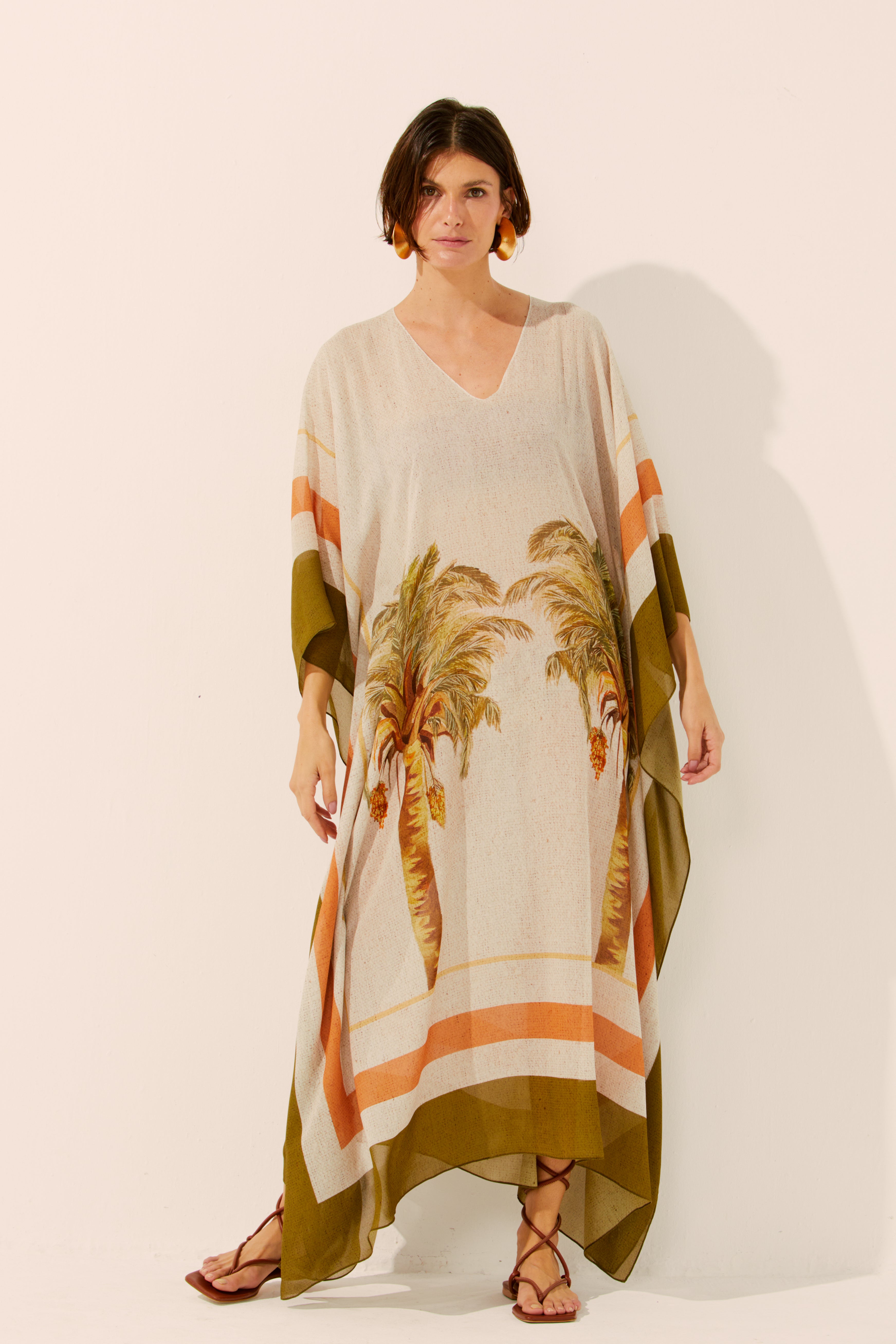 Single Pupunha Palm Midi Tunic  E4488A1554 - Product item main image