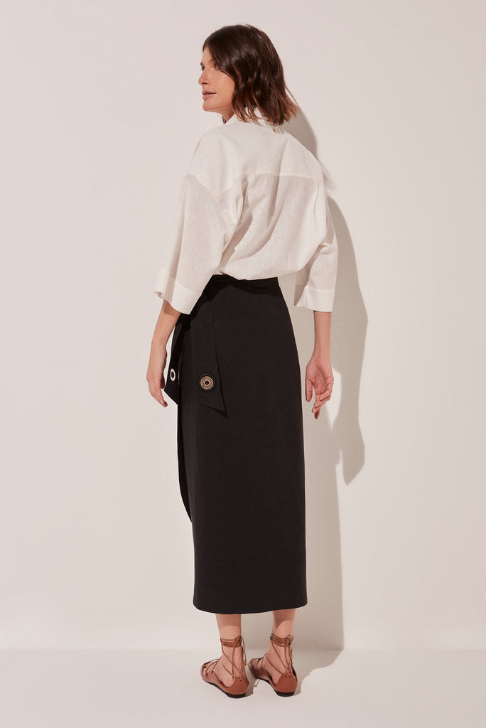 Embroidered Tailored   Pareo Midi Skirt E4572A1682