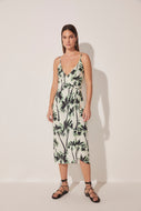 Ikat Coconut Trees Criss Crossed Strappy Midi Dress E4642A1636