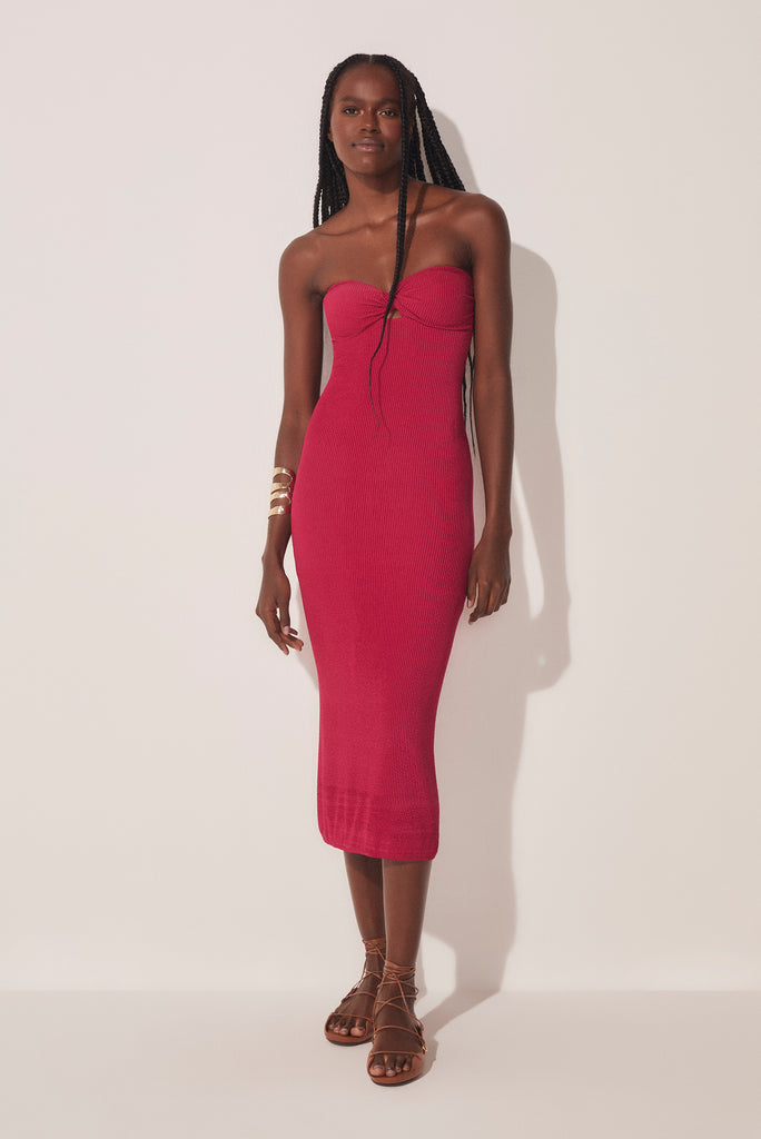 Lychee Twisted Bust Strapless Midi Dress E4655A1653