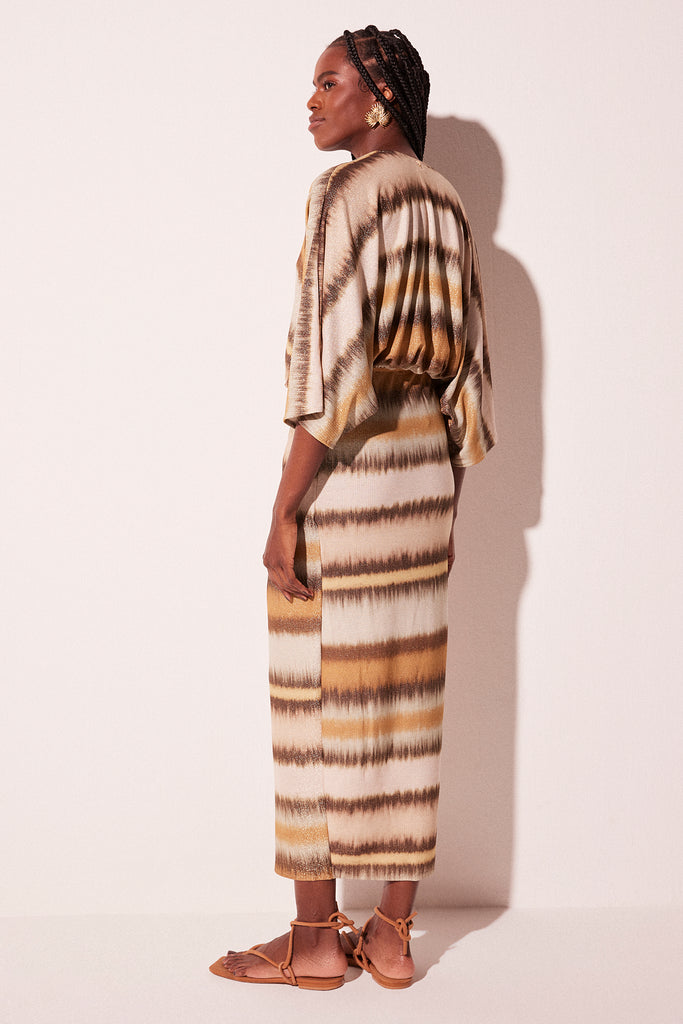 Tie Dye Stripes Criss Crossed Midi Dress E4662A2273