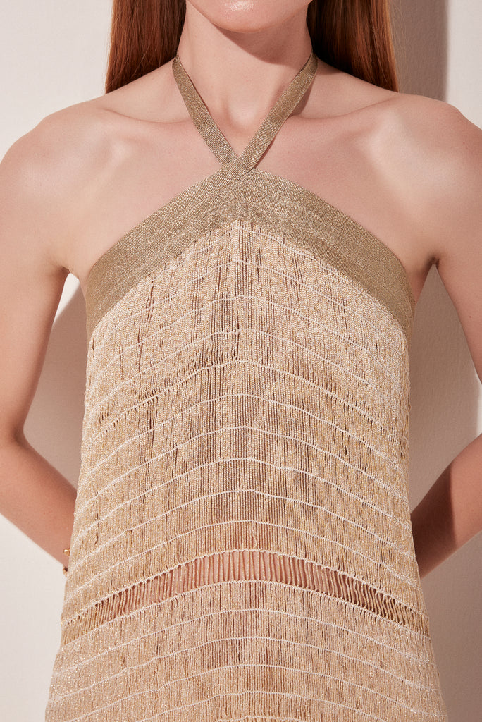 Solar Macrame Midi Dress With Fringes E4770A1831