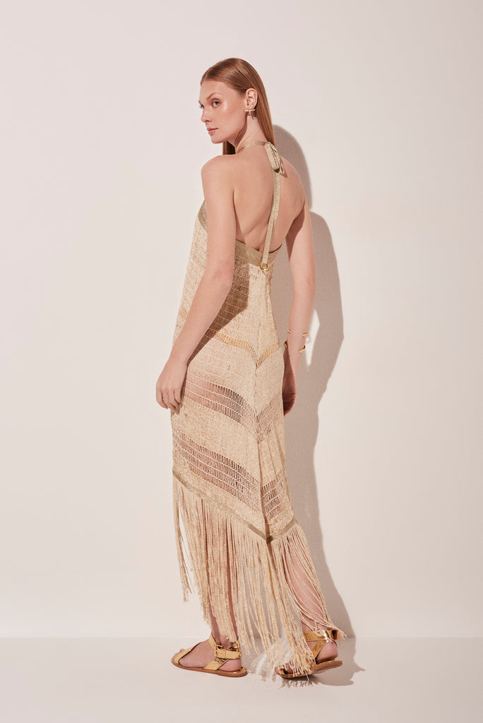 Solar Macrame Midi Dress With Fringes E4770A1831