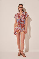 Ikat Color Draped Short Dress E4886A1943