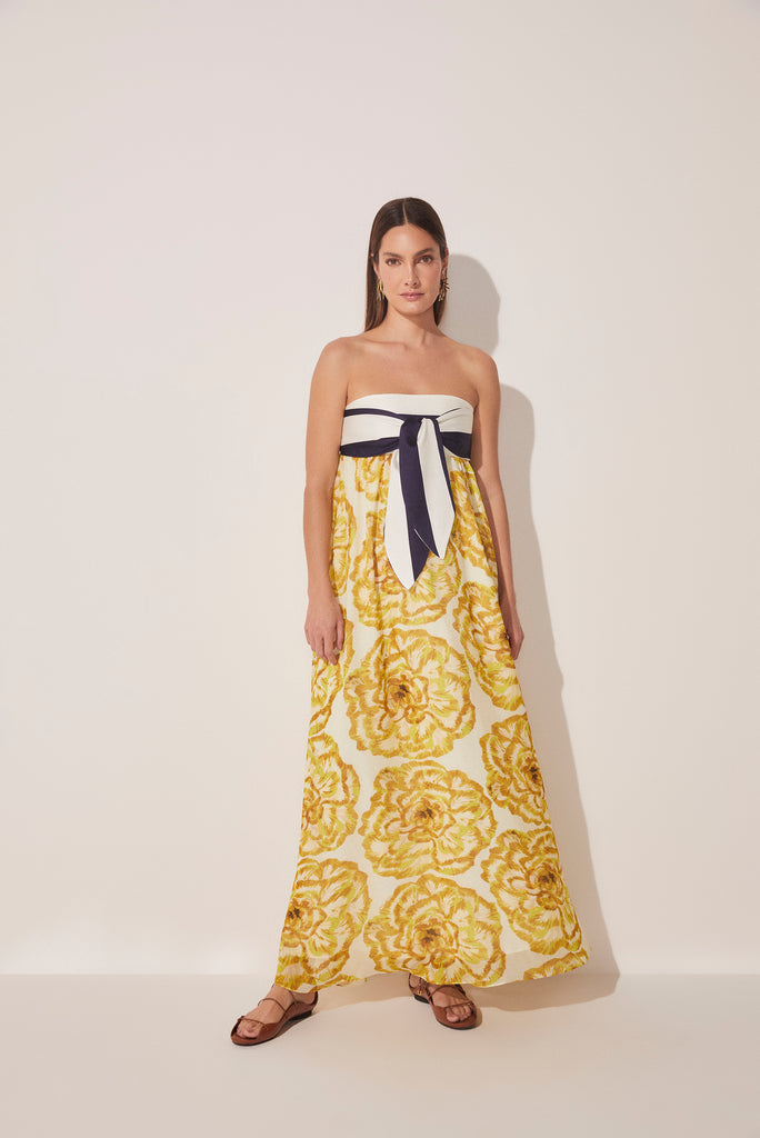 Carnation Long Dress With Ties E4887A1677