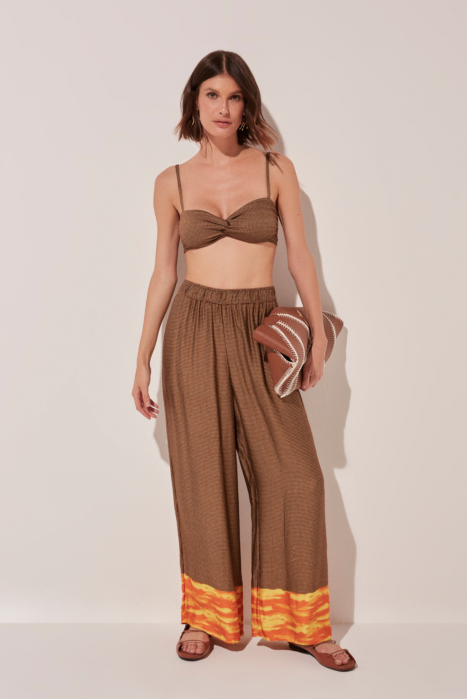 Brushed Polkadot Strappy Cropped Top E4895A1718 - Product item main image