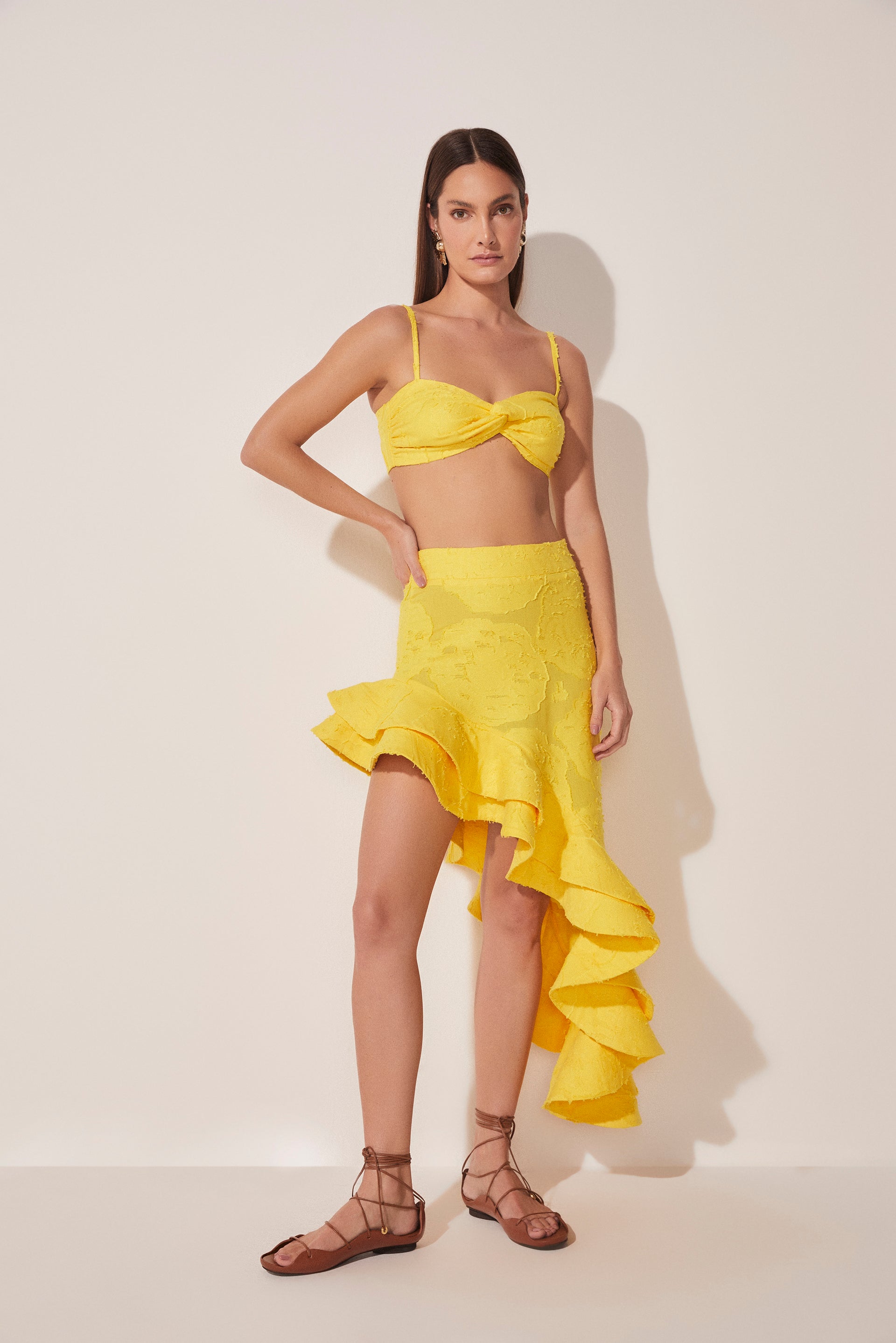 Jacquard Carnation Strappy Cropped Top E4895A1738 - Product item main image