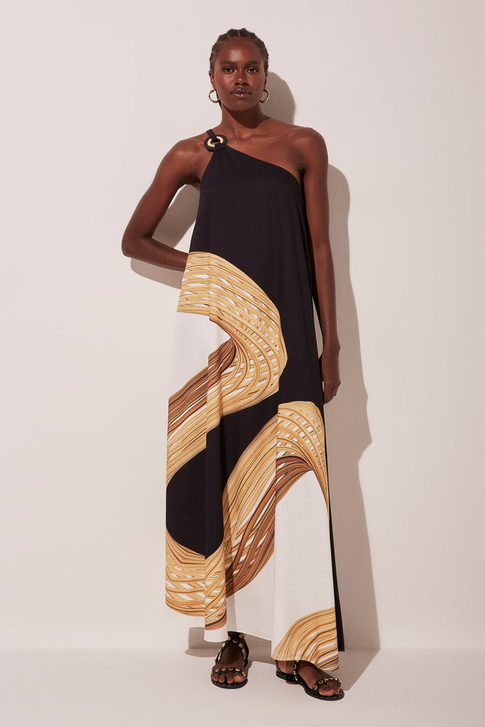 Localized 3D Straw One Shoulder Long Dress E4975A1537