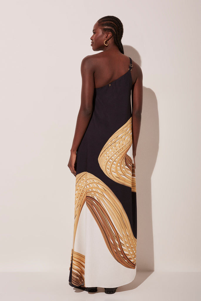 Localized 3D Straw One Shoulder Long Dress E4975A1537