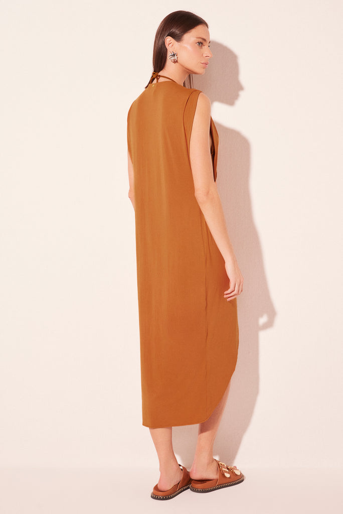 brown nugget criss crossed long dress e5573a2652