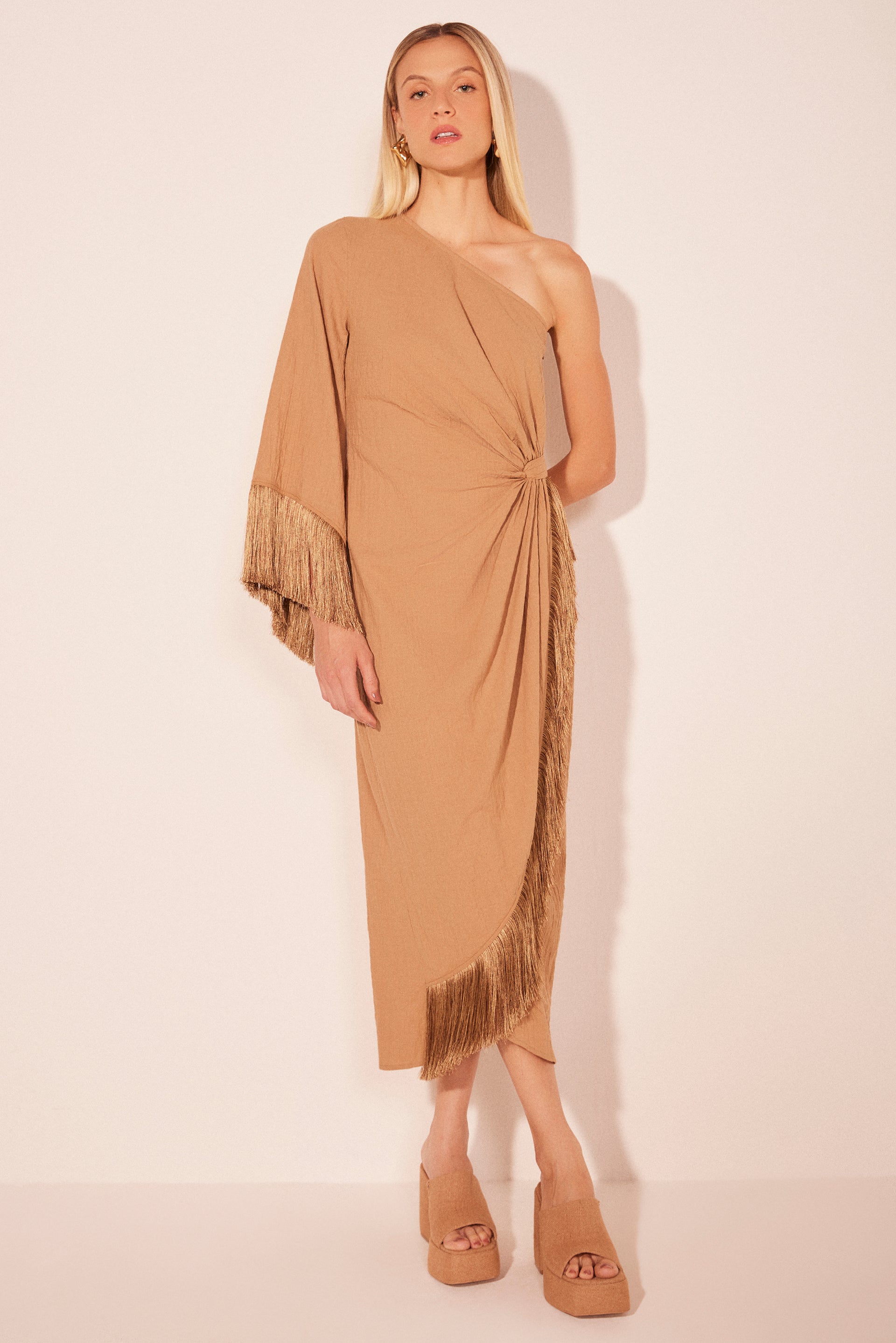 shells with fringes one shoulder midi dress e6215a2465 - Product item main image
