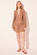 brown seaside view long sleeve short dress e6304a2653