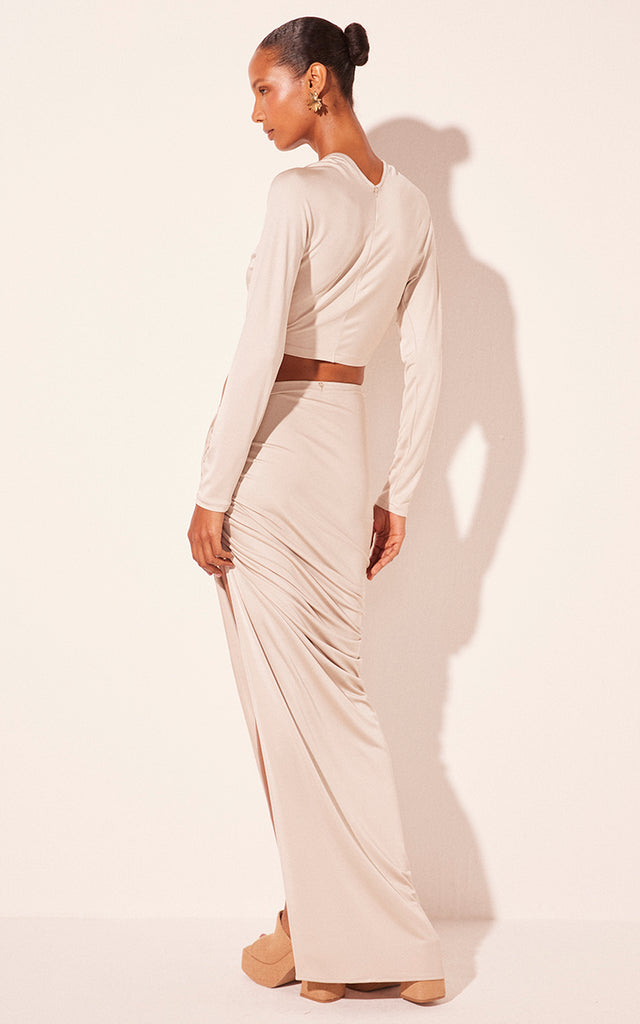 beige positano draped long skirt e6326a2756