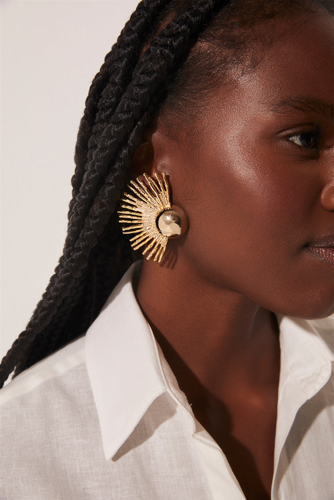 Shine Metals Solar Sphere Metal Earrings K1021A1741