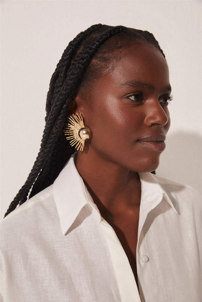 Shine Metals Solar Sphere Metal Earrings K1021A1741