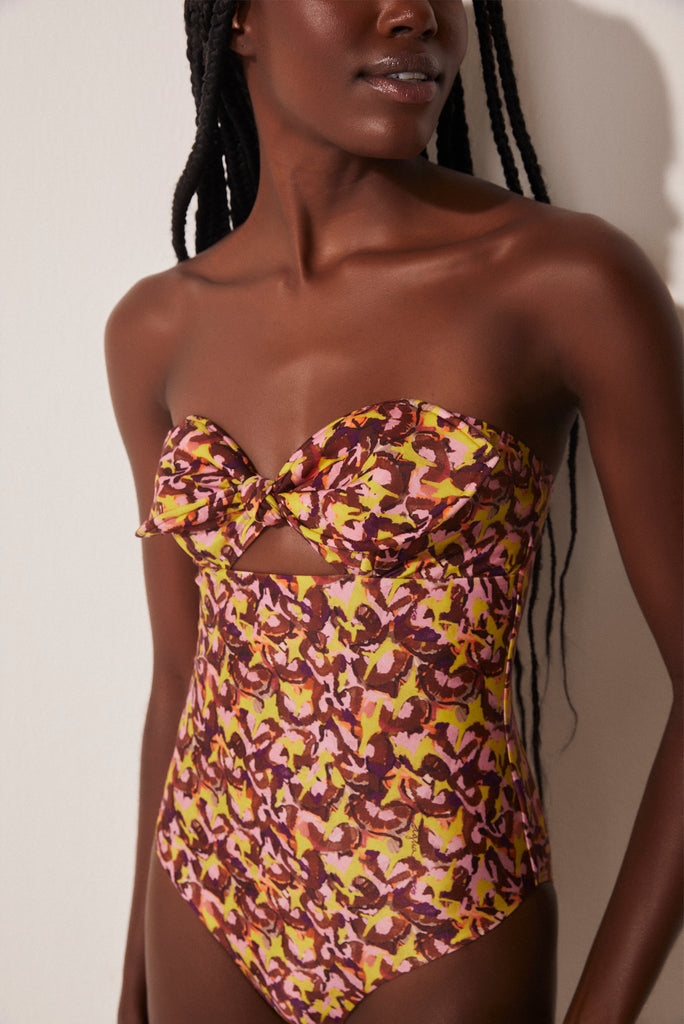Pineapple Peel Bandeau One Piece With Ties  M1025A1708