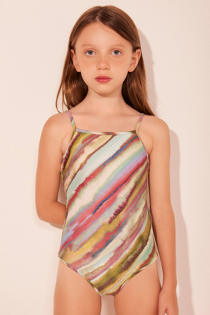 striped fluor with ties kids bikini t-shirt m519i2516 - Product item main image