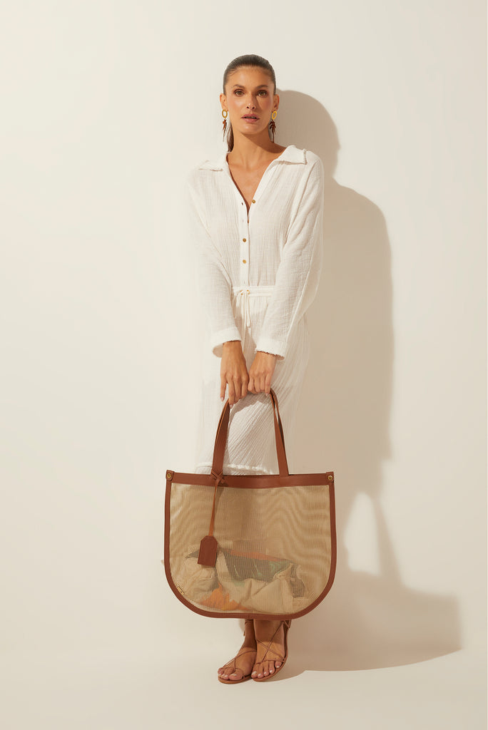 Playa Curved Tote Bag With Mesh Detail T459A1625