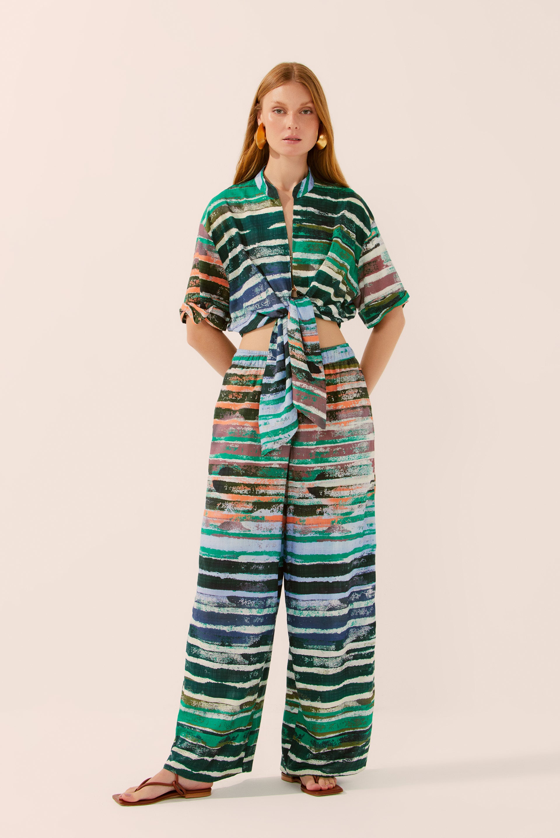 Abstract Stripes Palazzo Pants E4292A1527 - Product item main image