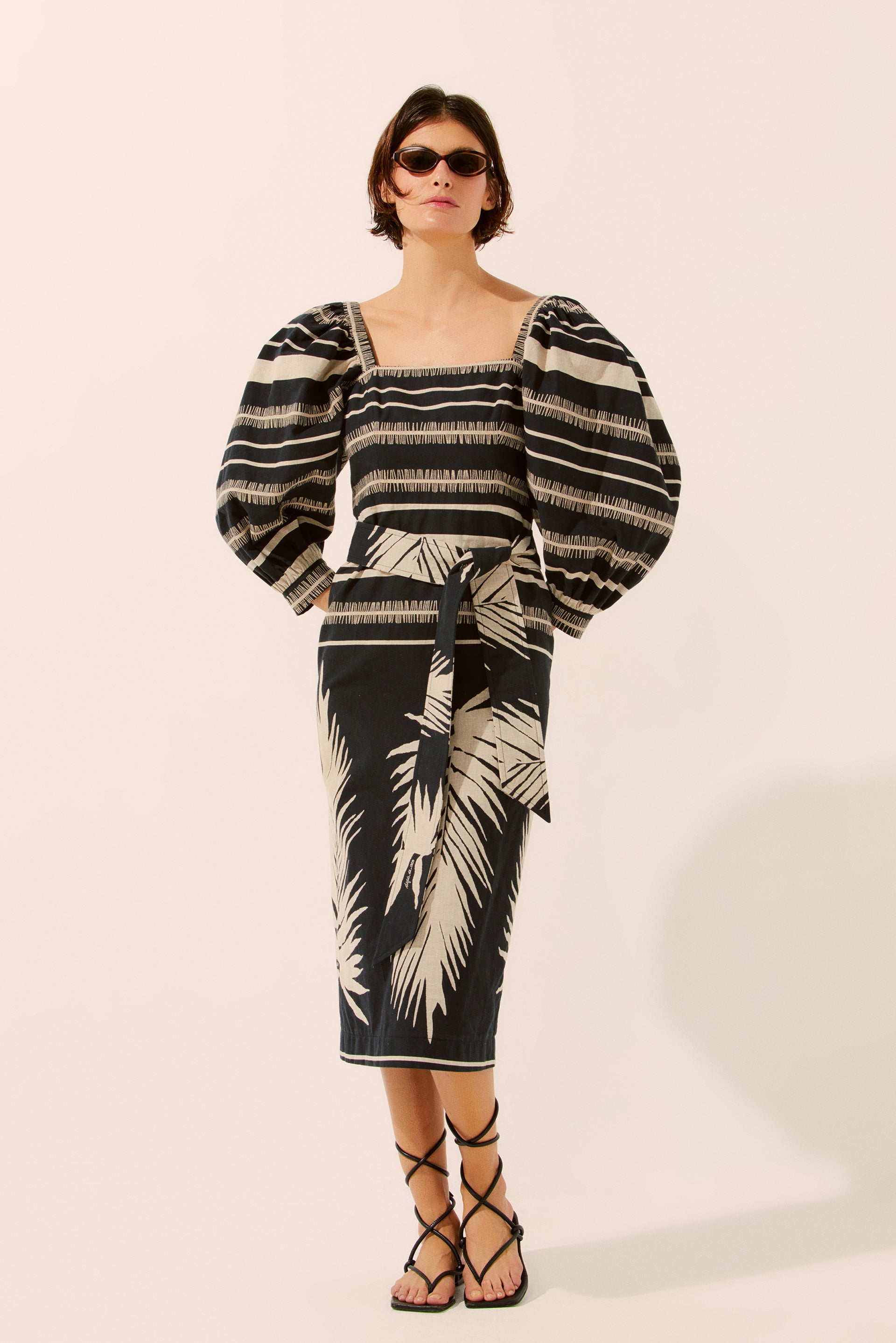 Botanic Jacquard Midi Puffy Dress E4409A1465 - Product item main image